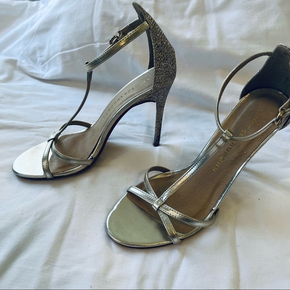 CHINESE Laundry High Heels Gold Strap Sparkle Back and Heel - Picture 2 of 9